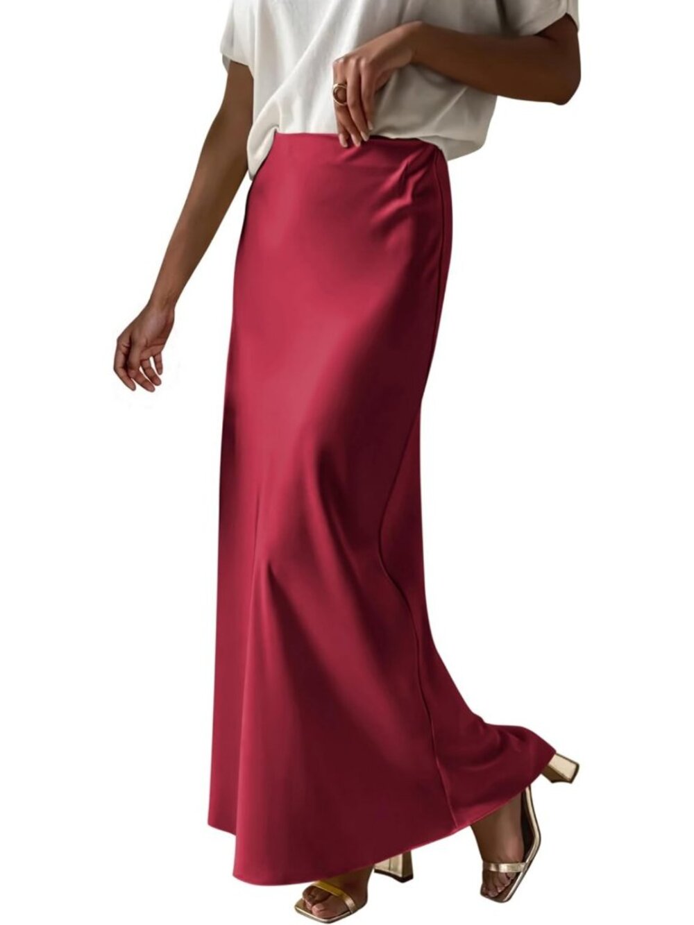 Elegant Satin Maxi Skirt for Women | Dressy & Casual Long Skirt Option